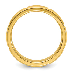 Chisel Stainless Steel Brushed and Polished Yellow IP-plated Grooved 6mm Band