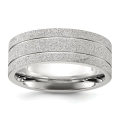 Chisel Stainless Steel Polished Laser-cut and Grooved 8mm Band