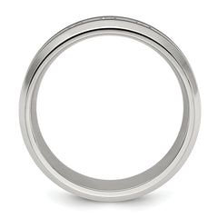 Chisel Stainless Steel Brushed and Polished Enameled with CZ 8mm Band