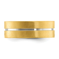 Chisel Stainless Steel Brushed and Polished Yellow IP-plated Grooved 8mm Band