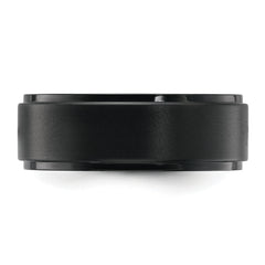 Chisel Stainless Steel Polished Black IP-plated Brushed Center 8mm Band