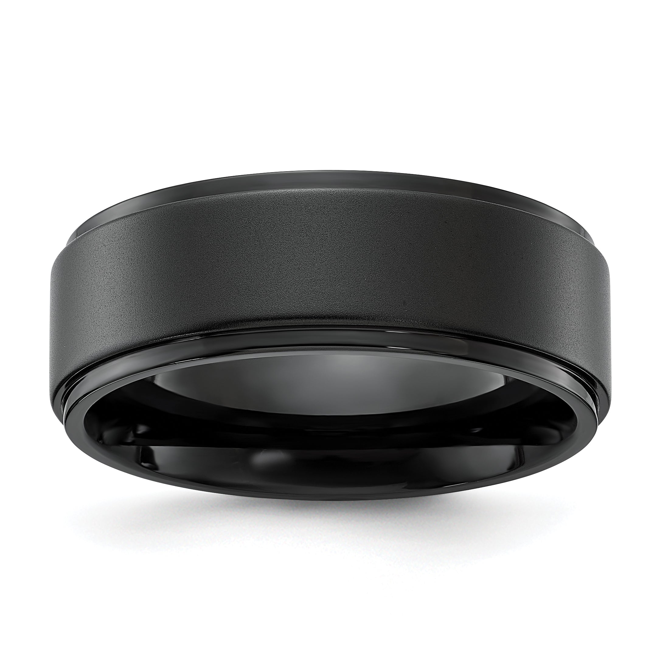 Chisel Stainless Steel Polished Black IP-plated Brushed Center 8mm Band