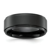 Chisel Stainless Steel Polished Black IP-plated Brushed Center 8mm Band