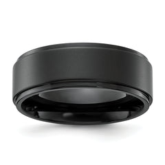 Chisel Stainless Steel Polished Black IP-plated Brushed Center 8mm Band