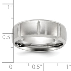 Chisel Stainless Steel Brushed and Polished Grooved 8mm Band