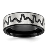 Chisel Stainless Steel Brushed Black IP-plated Heartbeat 8mm Band