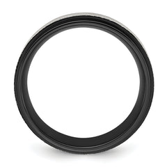 Chisel Stainless Steel Polished Black IP-plated with Scratch Finish Center 8mm Band