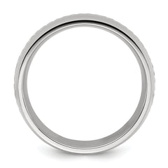 Chisel Stainless Steel Polished with Chain Inlay 7mm Center