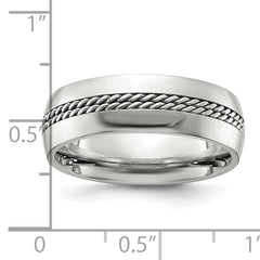 Chisel Stainless Steel Polished with Chain Inlay 7mm Center