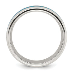 Chisel Stainless Steel Polished with Turquoise Inlay 8mm Band