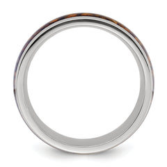 Chisel Stainless Steel Polished with Yellow Tiger's Eye Inlay 8mm Band