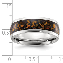 Chisel Stainless Steel Polished with Yellow Tiger's Eye Inlay 8mm Band