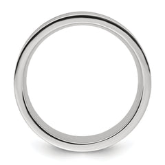 Chisel Stainless Steel Polished with Black Resin and Wood Inlay 8mm Band