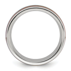 Chisel Stainless Steel Polished Arrow with Turquoise and Wood Inlay 8mm Band