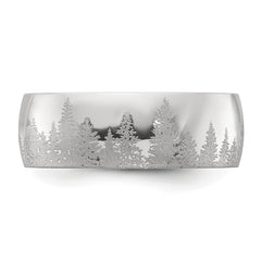 Chisel Stainless Steel Polished with Lasered Tree Design 8mm Band