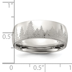 Chisel Stainless Steel Polished with Lasered Tree Design 8mm Band