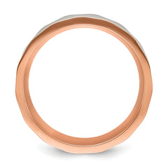 Chisel Stainless Steel Brushed and Polished Faceted Rose IP-plated 8mm Band