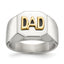Men's Polished DAD Black Enamel Stainless Steel 14K Gold Accent Ring 8mm