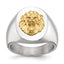Men's Polished Lion Stainless Steel 14K Gold Accent Signet Ring 7mm, Size 9–11 - Sophia Jewelers
