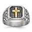 Men's Gold-Tone Antiqued Cubic Zirconia Cross Stainless Steel Ring 11mm