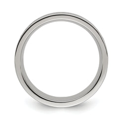 Chisel Stainless Steel Polished with Wood, Imitation Meteorite and Red Stone Inlay 8mm Band