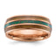 Chisel Stainless Steel Polished Rose IP-plated with Wood and Imitation Opal Inlay 8mm Band