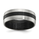 Chisel Stainless Steel Brushed and Polished Black Carbon Fiber Inlay 8mm Band