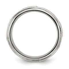 Chisel Stainless Steel Polished Cross 7.7mm Grooved and Beaded Band