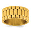 Gold-Tone Polished Textured Stainless Steel Ring 11mm