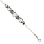 White Leather & Antiqued Bead Bracelet in Stainless Steel, 4mm, 8.2" - Sophia Jewelers