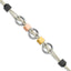 Multi-Tone Beaded Leather Bracelet in Stainless Steel, 8.2 Inch - Sophia Jewelers