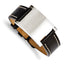 Stainless Steel Black Leather Adjustable Buckle Bracelet for Men