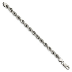 Chisel Stainless Steel Polished 7mm 8.5 inch Rope Bracelet