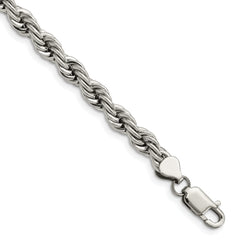Chisel Stainless Steel Polished 7mm 8.5 inch Rope Bracelet