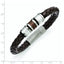 Men's Leather & Black Rubber Bracelet in Stainless Steel, 8.2 Inch - Sophia Jewelers