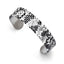 Stainless Steel Black and White Textured Thin Cuff Bangle Bracelet for Women