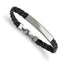 Chisel Stainless Steel Polished Braided Black Leather ID Bracelet