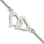 Cubic Zirconia Hearts Bracelet in Stainless Steel with Extender, 7.8 Inch - Sophia Jewelers