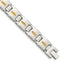 Stainless Steel Polished with Diamond-cut 14k Gold Inlay Link Bracelet for Men