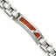 Stainless Steel Brushed and Polished with Wood Inlay and Cubic Zirconia Link ID Bracelet for Men