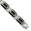 Stainless Steel Polished Black IP-plated with Black Carbon Fiber Inlay Link Bracelet for Men