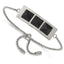 Stainless Steel Brushed and Polished with Blk Carbon Fiber Adj Bracelet for Women