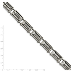 Chisel Stainless Steel Polished with Grey Carbon Fiber Inlay 8.25 inch Link Bracelet