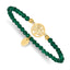 Stainless Steel Polished Yellow IP-plated Tree of Life 4mm Green Jade Beaded Stretch Bracelet for Women