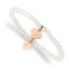 Stainless Steel Polished Rose IP-plated Love Heart 4mm Jade Beaded Stretch Bracelet for Women