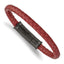 Red Braided Leather Bracelet in Black Stainless Steel, 6.4mm, 8.5 in. - Sophia Jewelers