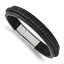 Black Leather Bracelet in Stainless Steel, 11.6mm Wide 8.2in - Sophia Jewelers