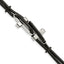 Stainless Steel Polished Sideways Crosses 2 Strand Black Leather Bracelet