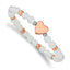 Stainless Steel Polished Rose IP-plated Heart 6mm White Agate Beaded Stretch Bracelet for Women