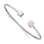 Stainless Steel Polished with Rose Quartz Flexible Cuff Bangle Bracelet for Women